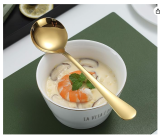Kyraton 6 Piece Stainless Steel Round Spoon, Gold Plated Titanium, Gold Dinner Spoon, Table Spoon, Spoon, Silverware, Dishwasher Safe 6 Piece Set
