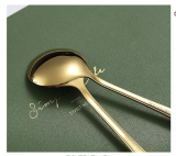Kyraton 6 Piece Stainless Steel Round Spoon, Gold Plated Titanium, Gold Dinner Spoon, Table Spoon, Spoon, Silverware, Dishwasher Safe 6 Piece Set