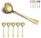 Kyraton 6 Piece Stainless Steel Round Spoon, Gold Plated Titanium, Gold Dinner Spoon, Table Spoon, Spoon, Silverware, Dishwasher Safe 6 Piece Set