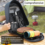 ReaNea Camping Cooking Utensils Set, Camping Accessories with Stainless Steel Camping Silverware Sets, Plates and Cups