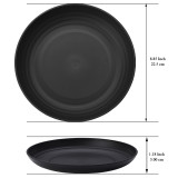 ReaNea 9  Black Plastic Plates 8 Pieces, Unbreakable and Reusable Large Deep Dinner Plates, Light Weight Easy to Carry for Camping,Travel, Pinic