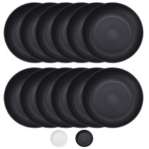 ReaNea 9  Black Plastic Plates 8 Pieces, Unbreakable and Reusable Large Deep Dinner Plates, Light Weight Easy to Carry for Camping,Travel, Pinic