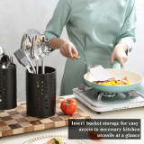 ReaNea Black Utensil Holder Stainless Steel Kitchen Utensil Holders For Countertop, Kitchen Utensil Organizer Pack of 2