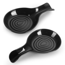 ReaNea Black Spoon Rest, Stainless Steel Spoon Holder, Kitchen Utensil Holder Pack of 2