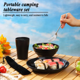 Jeaker Camping Utensils Set, Stainless Steel Portable Travel Silverware Set with Reusable Light Weight Bowls ,Plate and Mug, Camping Mess Kit for 1 Person