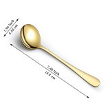 Jeaker Gold Soup Spoons Stainless Steel Round Dinner Spoon, Table Spoons Silverware Set of 12, Dishwasher Safe