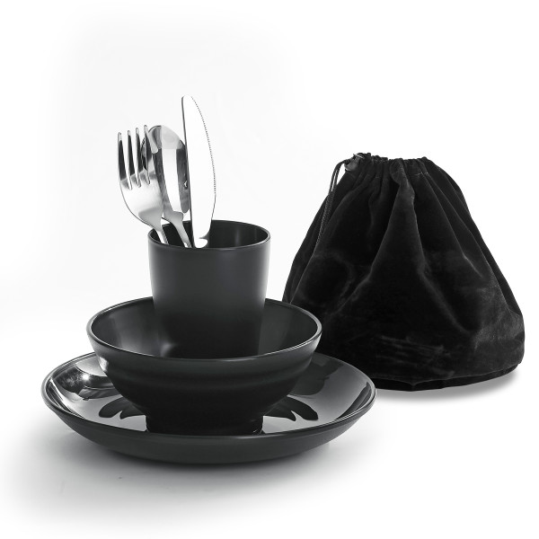 Jeaker Camping Utensils Set, Stainless Steel Portable Travel Silverware Set with Reusable Light Weight Bowls ,Plate and Mug, Camping Mess Kit for 1 Person