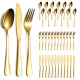 Jeaker Gold Silverware Set 60 Pieces Service for 20. Stainless Steel Wedding  Knives Forks Spoons Flatware Set