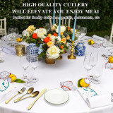 Jeaker Stainless Steel Gold Silverware Set of 60, Dishwasher Safe