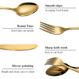 Jeaker Gold Silverware Set 60 Pieces Service for 20. Stainless Steel Wedding  Knives Forks Spoons Flatware Set