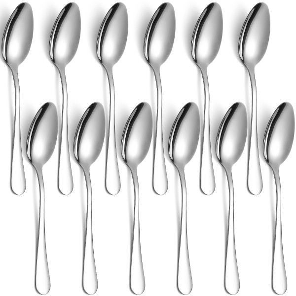 Dinner Spoons Set 12pcs, 7.48  Soup Spoon Berglander  Food Grade Stainless Steel Silverware Spoons, Metal Tablespoon for Home, Kitchen or Restaurant Mirror Polished, Dishwasher Safe