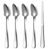 Berglander Grapefruit Spoon Set (5-Piece) - Premium Titanium Plated Stainless Steel Utensils with Serrated Edge, Perfect Kitchen & Housewarming Gift