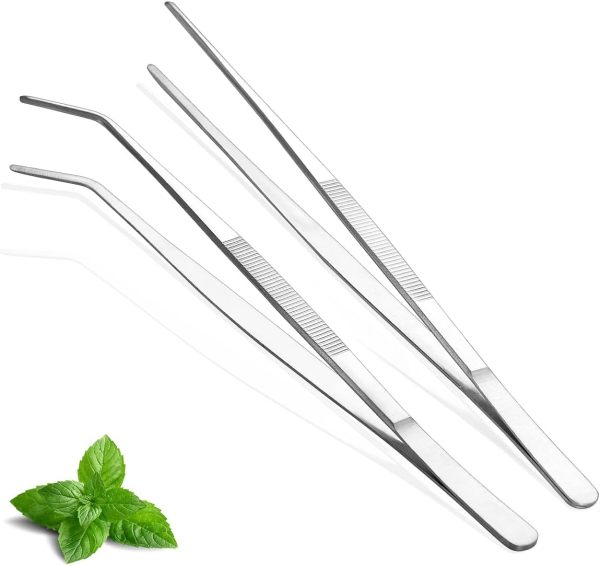ReaNea Set of 2 Kitchen Tongs, 12 Inch (Approx. 30.5cm) Extra Long Heavy-Duty Stainless Steel Cooking Tongs, Ideal for Chefs, Food Serving, Grilling, Cooking, Pasta and Salad