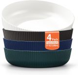 LooCook Pasta Bowls Set of 4, Salad Bowls 37oz Unbreakable Large Plastic Soup/Salad/Fruit/Serving Bowls for Home, Restaurant, Outdoor, Picnic, Camping, Serving Dishes