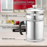 LooCook Bacon Grease Container With Strainer, 48 oz Stainless Steel Oil Container, Pot Fat Storage With Lid, Easy Grip Handle Suitable For Storing Frying Oil And Cooking Grease 1. Silver