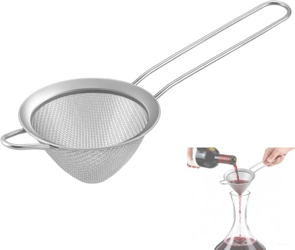 LooCook 3 Pieces Cocktail Strainer Bar Strainer Fine Mesh Tea Strainer, 3.3 in