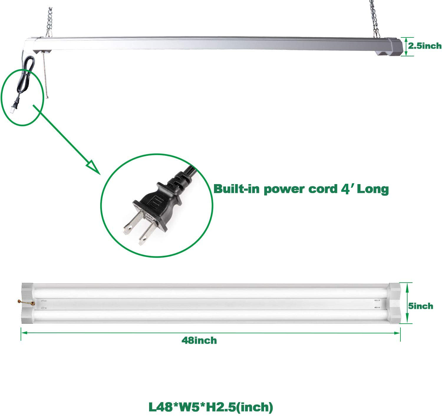 Linkable LED Utility Shop Light 4ft 4800 Lumens Super Bright 40W 5000K Daylight 
