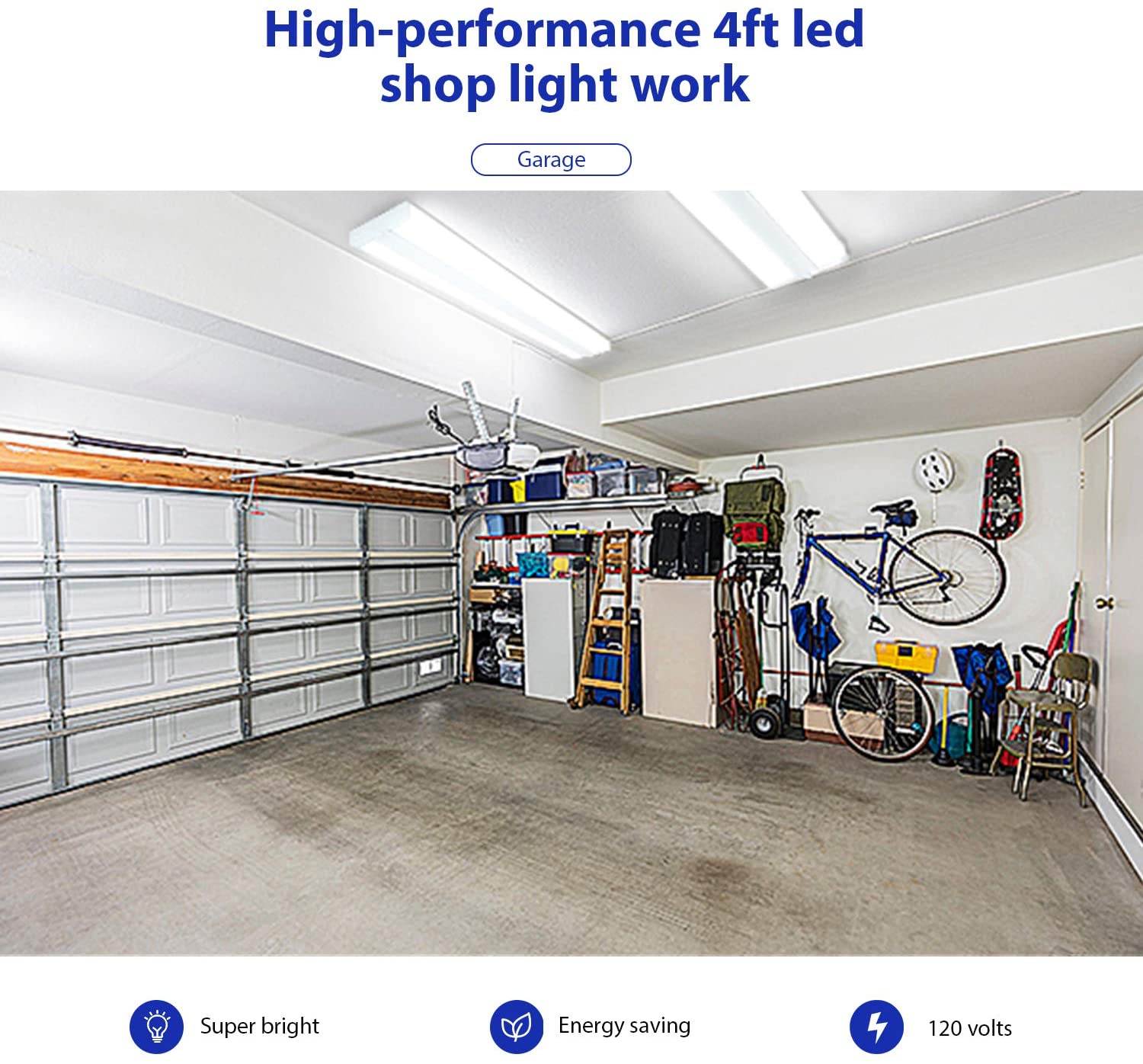 4FT 4500K 40W LED Shop Light Garage Ceiling Lights Bright Indoor Ceiling Fixture 