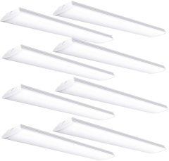 AntLux 4FT LED Wraparound Light Flush Mount Garage Shop Lights, 40W 4800 Lumens, 4000K, LED Wrap Light, 4 Foot Integrated Linear Puff Office Ceiling Lighting Fixture, Fluorescent Tube Replacement, 8 Pack