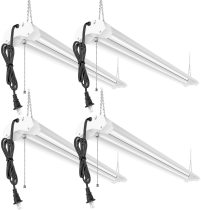 AntLux Linkable LED Garage Shop Lights 4ft 4800lm, 40W 5000K Daylight, Plug and Play, No Spot Dot, No Glare, ETL Certified, Durable Fixture with Pull Chain Mount, Daisy Chain Hardware Included, 4 Pack