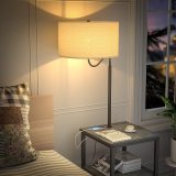bedside table with lamp