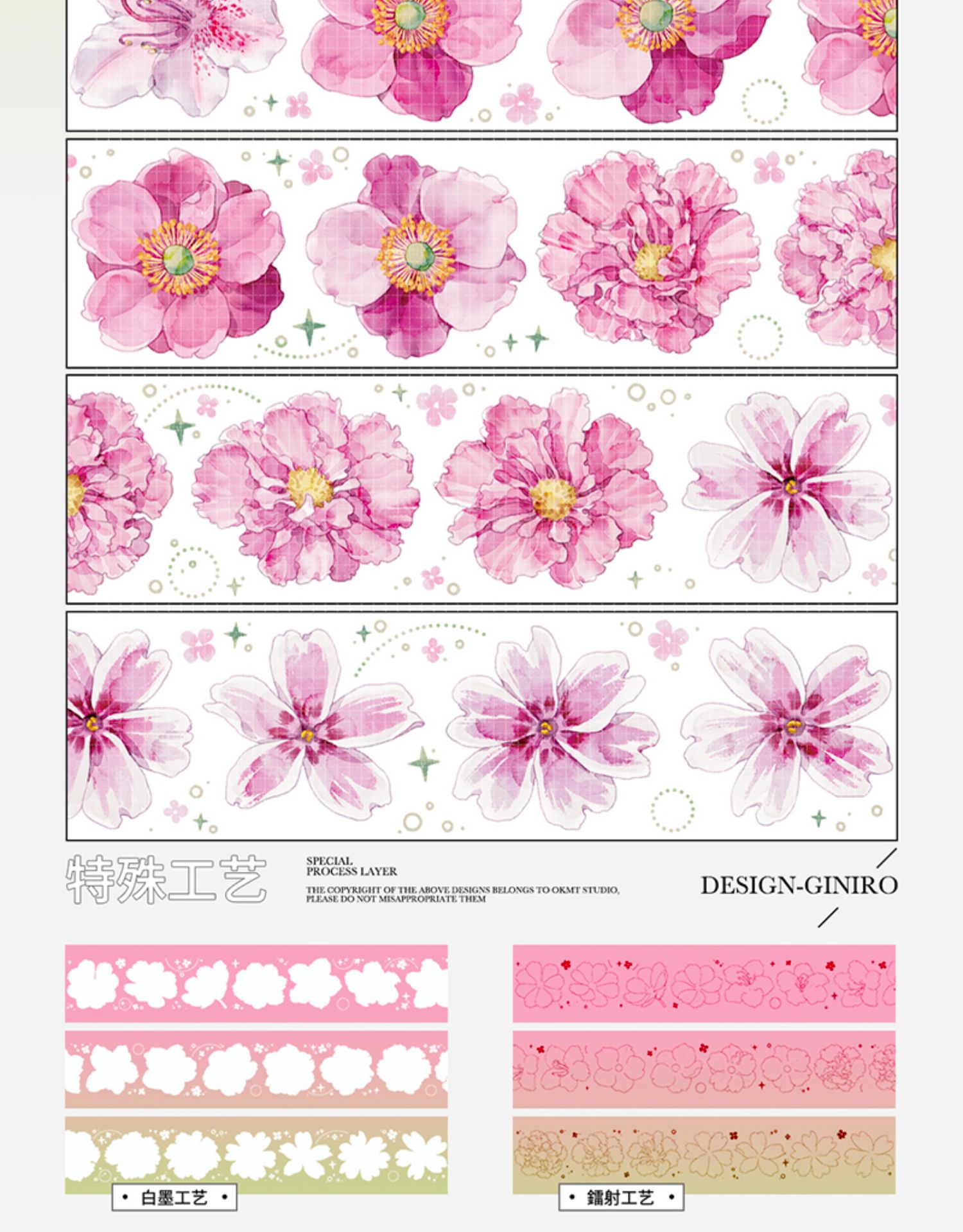 新七天】マスキングテープ 花本粉 5m