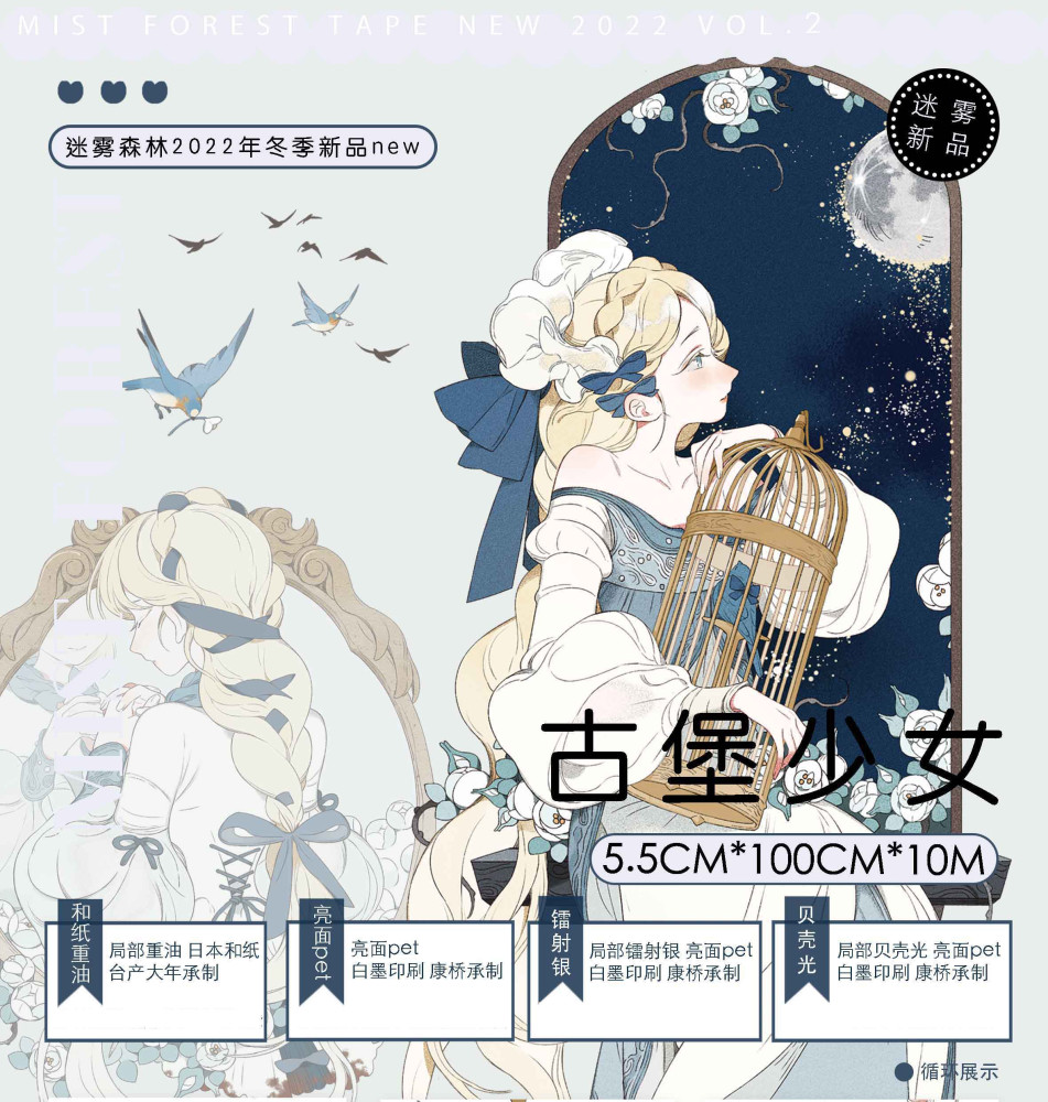 J1282＃棋盘格幻想(贝壳光)青玉白切り売り海外人物マステ女の子J1005 