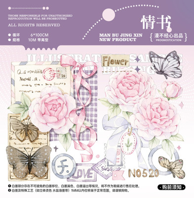7794】海外 マステ 3/5/巻売り 貝殻光マスキングテープ 青薔薇 はまり