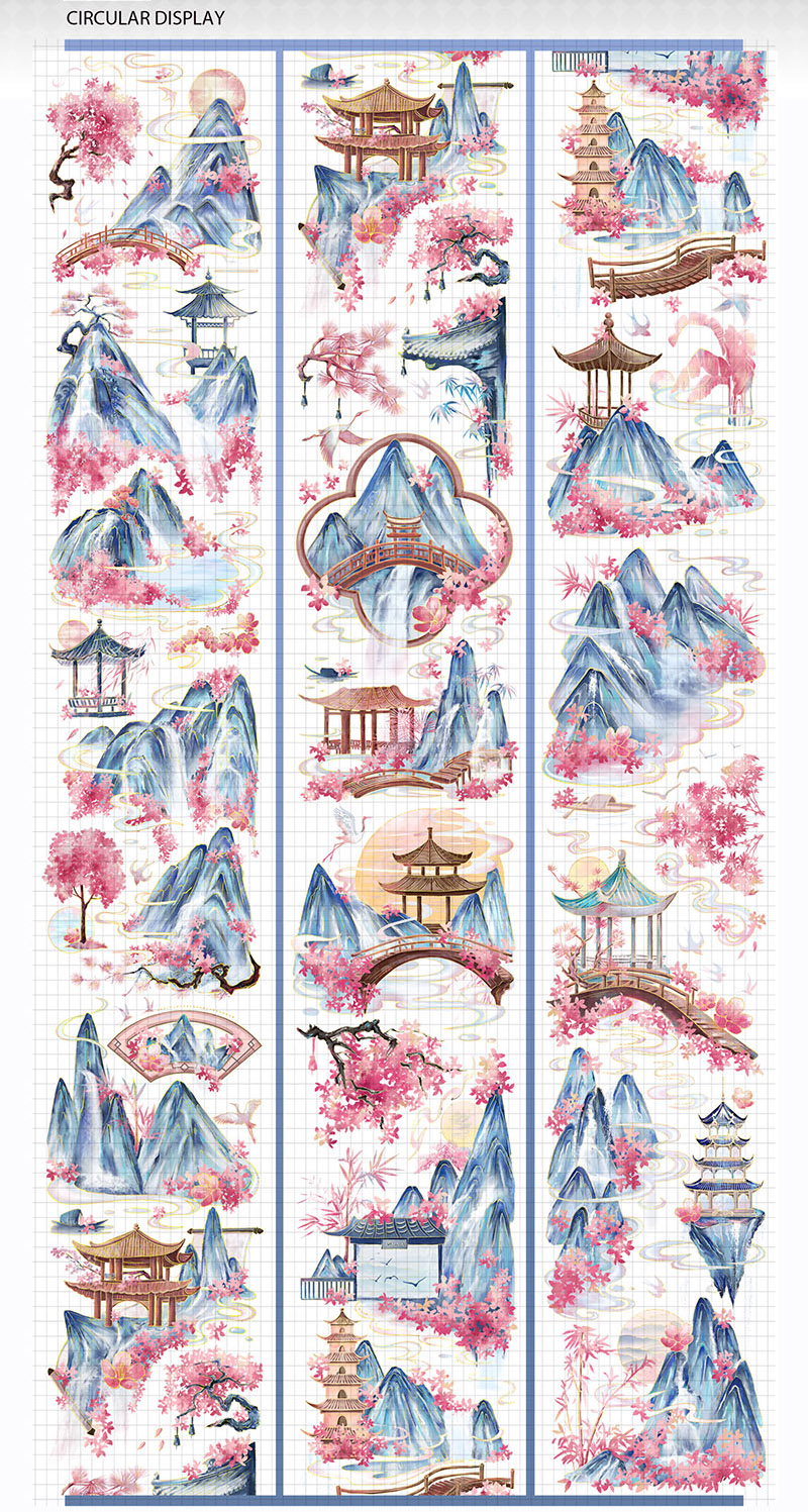 4336 贝壳光 7cm×10m 蕉鹿之梦 海外マスキングテープ 贝壳光 7cm×10m 笔落春风 海外マスキングテープ 海外マステ 和柄