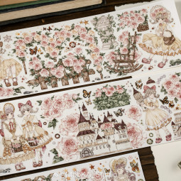 廃盤品【mooka】 マスキングテープ 玫瑰庄园物语（PET）