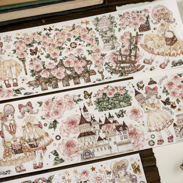 廃盤品【mooka】 マスキングテープ 玫瑰庄园物语（PET）