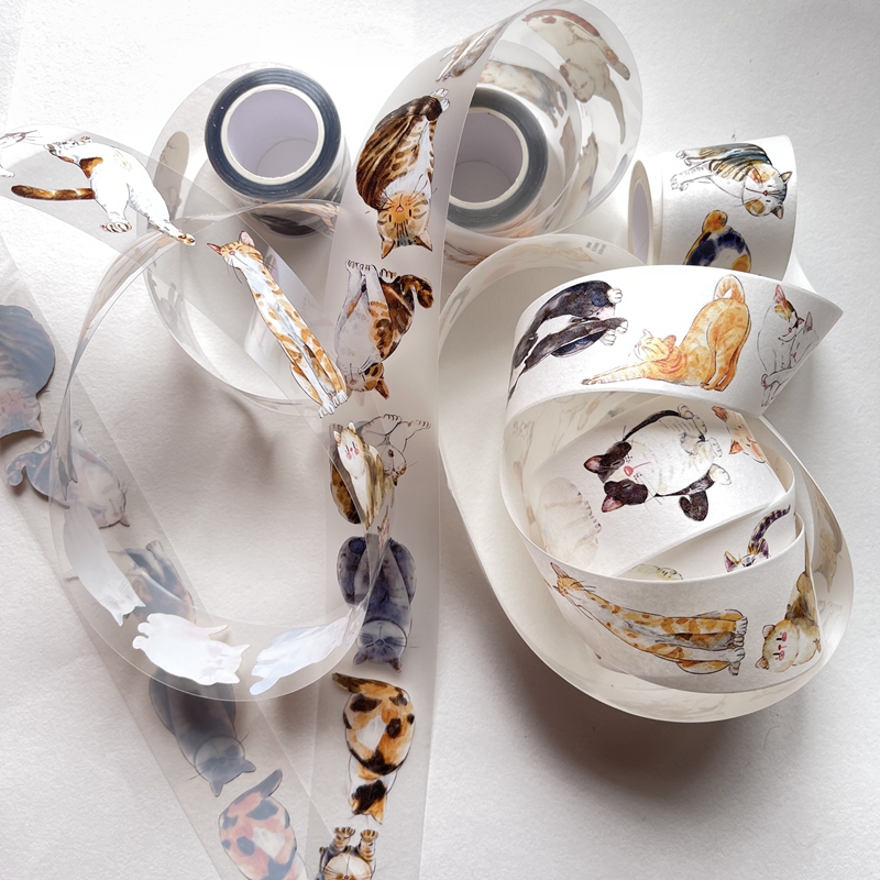 新品　DINGDING　A20#喵　PET霧面型抜きマスキングテープ　マステ6m 6.18〆 6月下発送【Dingding】マステ maskingtape A20#喵~