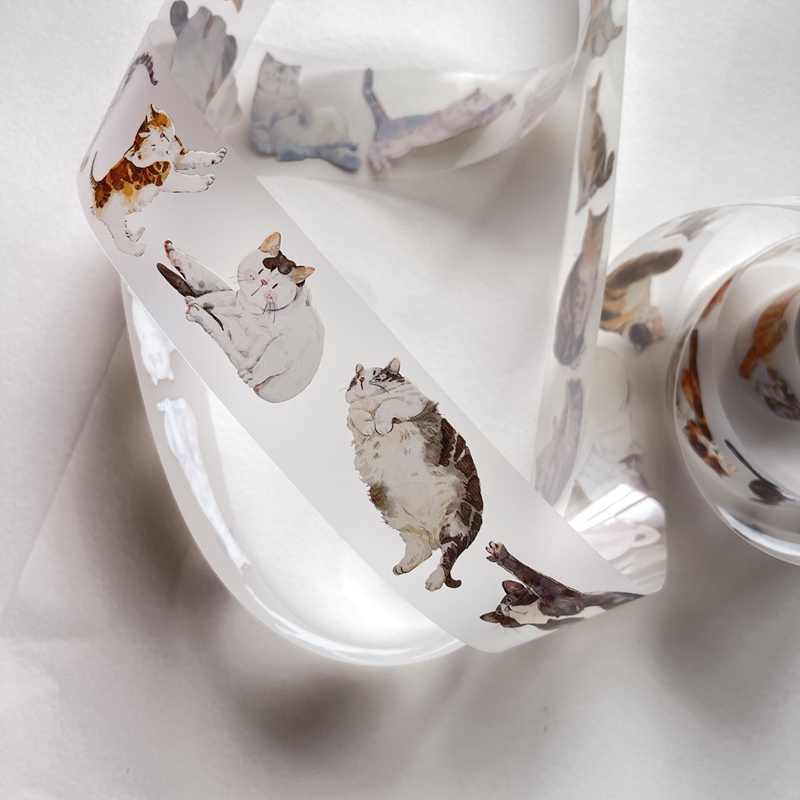 新品 DINGDING A20#喵 PET霧面型抜きマスキングテープ マステ6m 新品