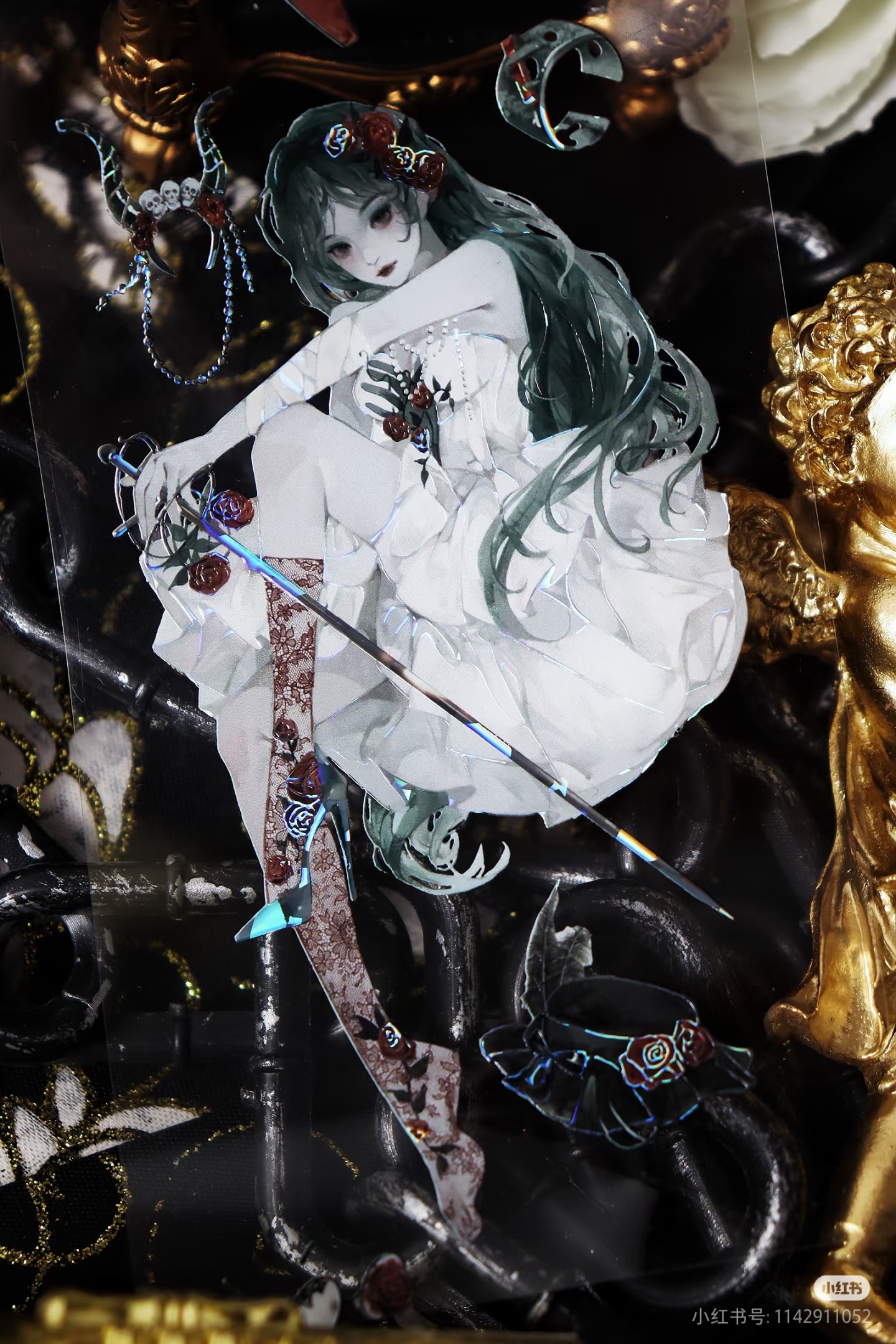 B【一木一横】マスキングテープ 白纱泣血【贝壳光】