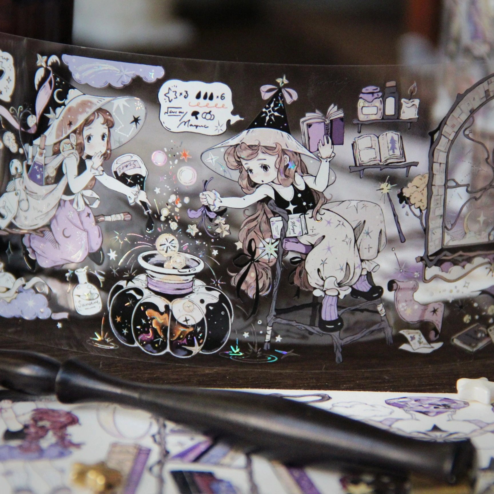 【8433】海外 マステ 野柚新品 魔女シリーズ 貝殻銀マスキングテープ 8月下発送【野柚neinei】マステ maskingtape 灵梦魔女
