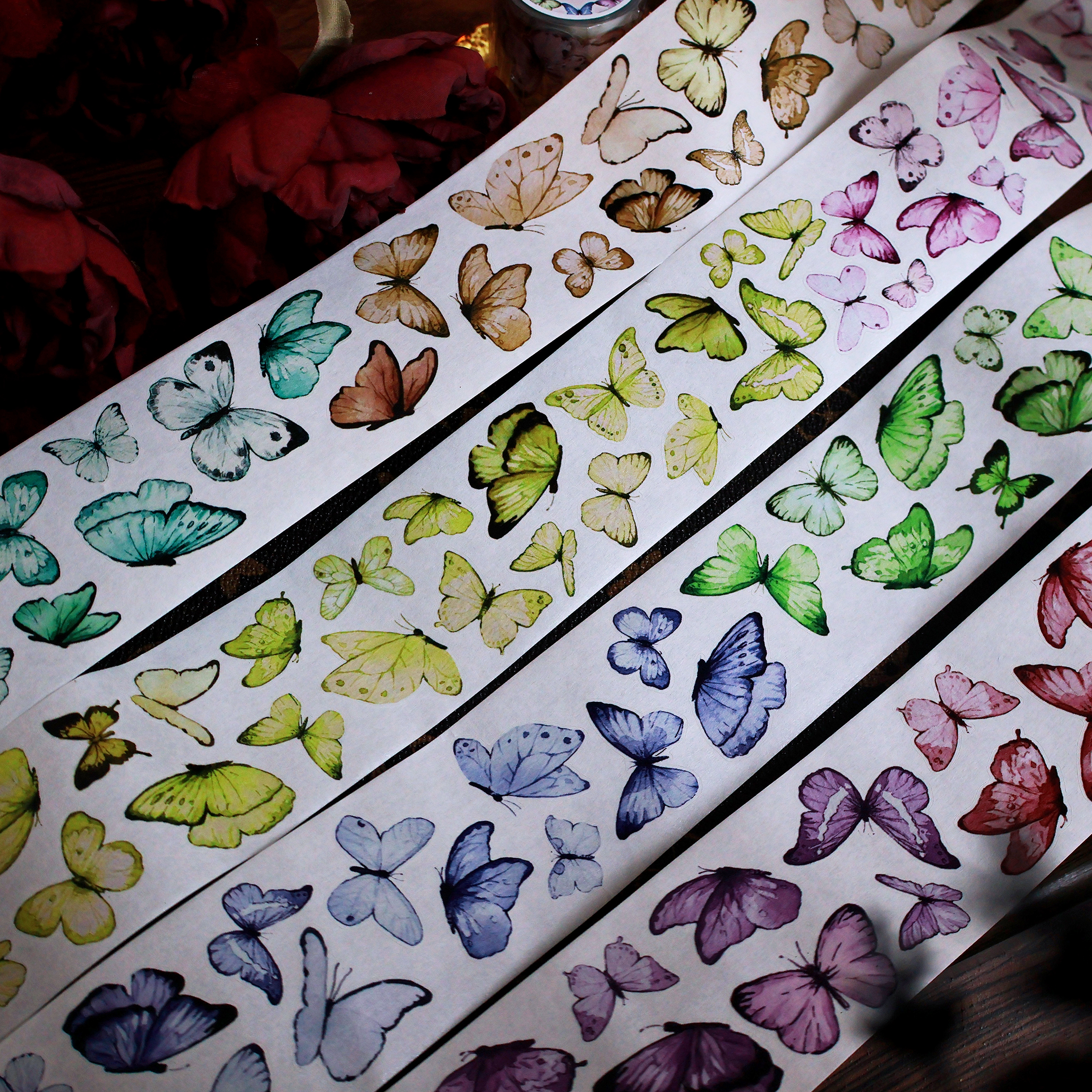 9.3〆【繁花】マスキングテープ maskingtape 水彩蝶