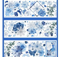 B【BTY】マスキングテープ 雪落苍茫 pet+贝壳光+半透明白墨