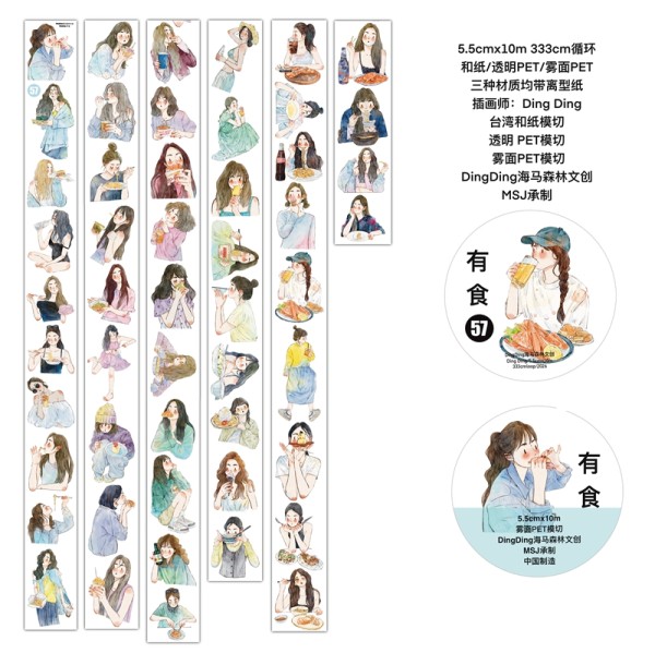 6月発送【Dingding】マステ maskingtape 55#有食