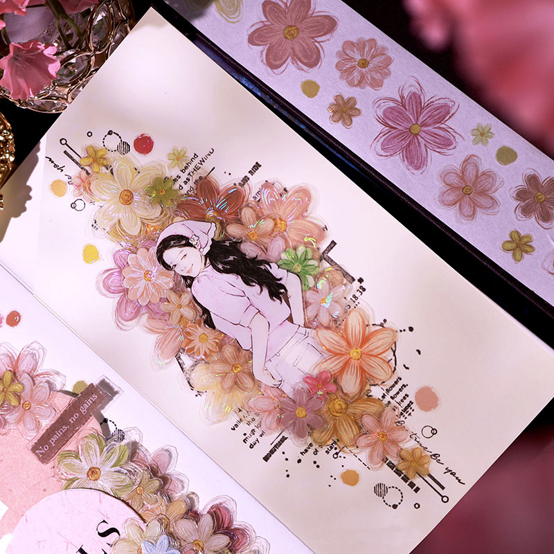 【新品】海外マステ　慕春 7.25〆【繁花】マステ maskingtape 奶芙花