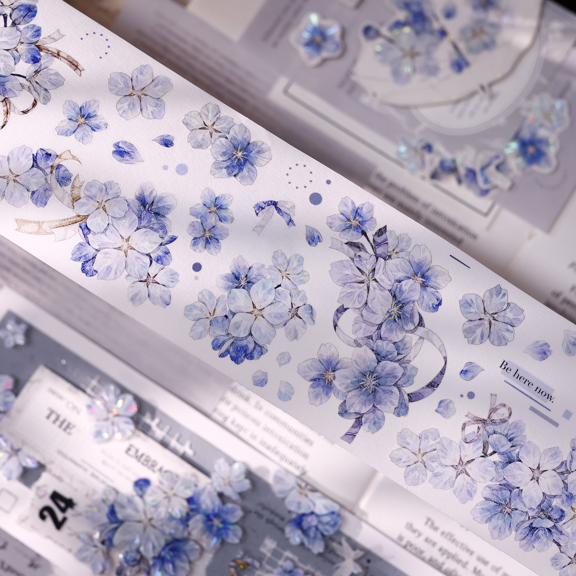 M-65】MOODTAPE 蓝雪花茶瓷语 1ループ マステ切り売り M-65】MOODTAPE