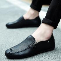 2019 casual men designer shoes solid Light Comfortable Flat Shoes zipper Loafers leather Footwear sneakers mocassin homme D61