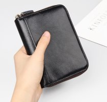 N22 Genuine Leather Travel Wallet Rfid Many Card Slots Zipper Coin Card Purse Real Leather Black Yellow Red For Men Women Girl