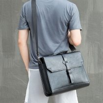 N82 Newsbirds Black Men's Leather Briefcase Bag Man Male Crossbody Bag Business Laptop Bag 13.6 Inch Computer Bags