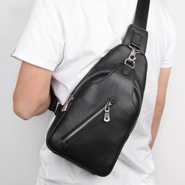 N39 Casual Men's Chest Bag Big Capacity Chest Bag crossbody bags for men black brown chest packs single shoulder bag leather