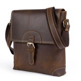 N48 Newsbirds Crazy Horse Leather Message Bag Genuine Leather Shoulder Bag Crossbody Bag Men Male Messenger Bag Brown Men Bag Causal