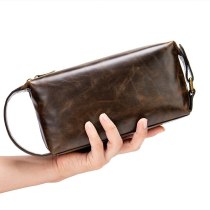 N40 MAHEU 2020 Leather Storage Bag for men business fashion retro oil wax soft leather handbags for men clutch bag genuine leather