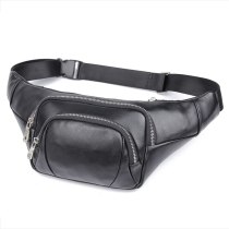 N38 Newsbirds Big Chest Bag Waist Bag Genuine Leather Men's Leather Waist Packs Black Male Bag Outdoor Riding Walking Bags