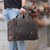 N70 Retro Series Bag Leather Briefcase Cowhide Large Capacity Travel Handbag For Flight Men Business Trip Briefcase Laptop Bag
