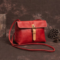 N14 Highend Vintage Red Coffee Yellow Full Grain Genuine Leather Mini Women Messenger Bags For Phone Girl Female Shoulder Bag M0018