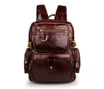 N96 Nesitu Vintage Red Brown Genuine Leather Lady Women Backpacks Cowhide Teenagers Girl Backpack Travel Bags #M7042